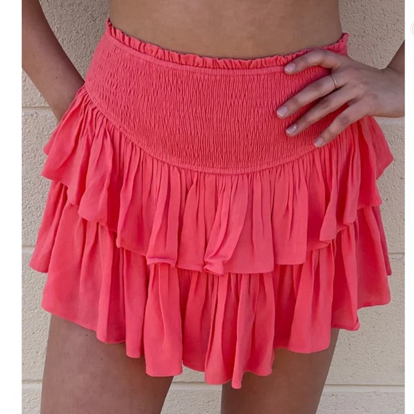 Rock N Rags Sunshine Daydream Skirt in Coral | Tiered Preppy Skirt | NWOT Sz: S - Picture 9 of 16